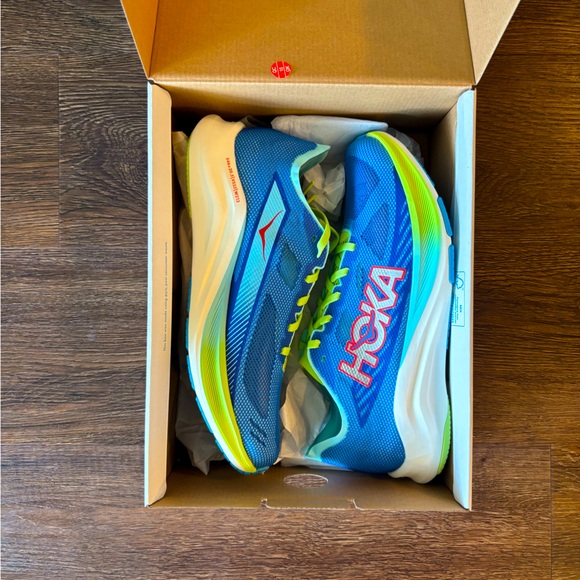 Hoka Blue and Green Athletic Shoes with Chunky Cushioning - Picture 1 of 5